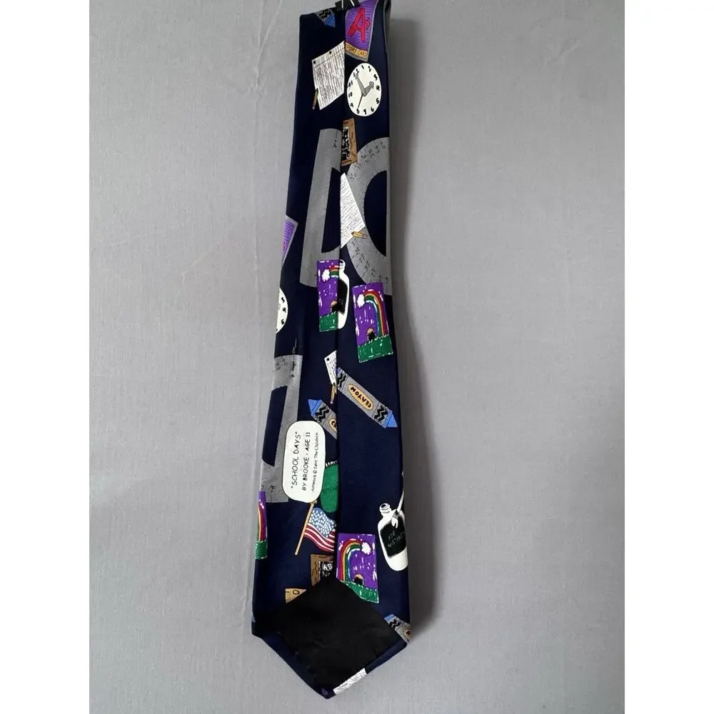 Vintage Handmade Teacher School Days Novelty Tie 100% Silk